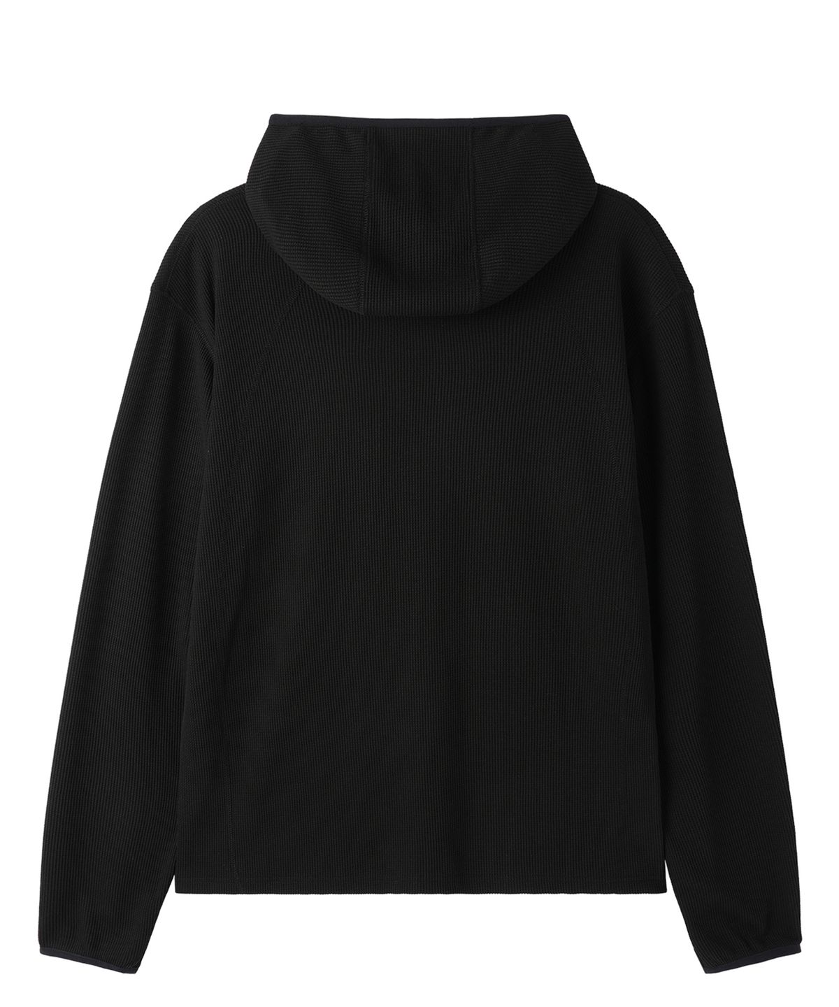오픈야드(오와이)(OPENYARD(OY)) FLATLOCK WAFFLE HOODIE L/S TOP - BLACK