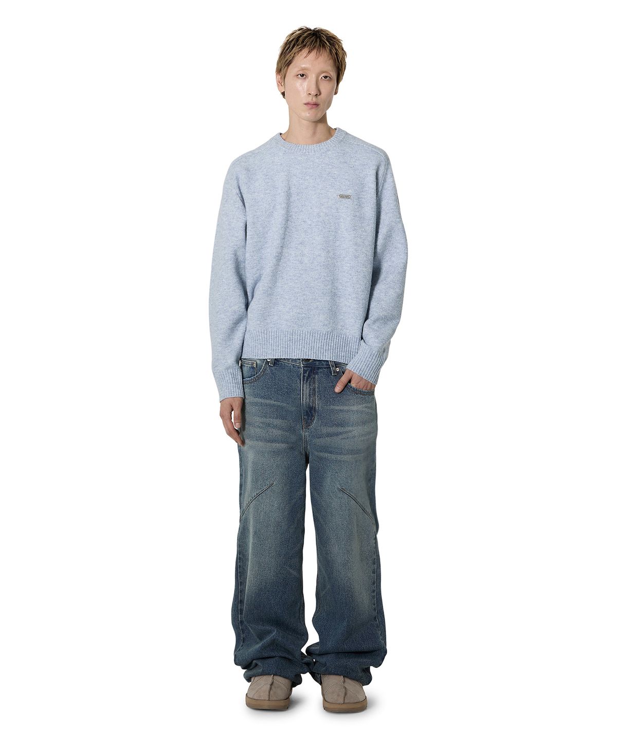오픈야드(오와이)(OPENYARD(OY)) MELLOW KNIT - LIGHT STEEL BLUE