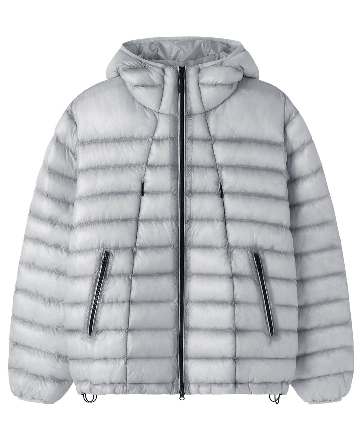 오픈야드(오와이)(OPENYARD(OY)) CURVED ZIP LIGHTWEIGHT SHELL PUFFER JACKET - LIGHT GREY