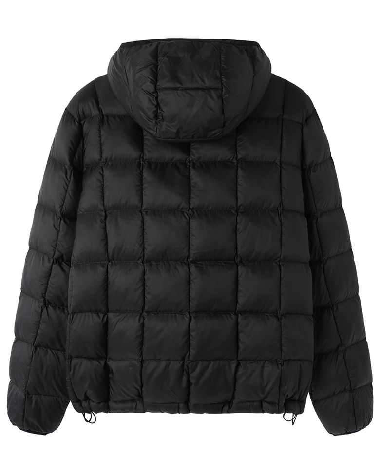 GRID LIGHTWEIGHT SHELL PUFFER JACKET - BLACK