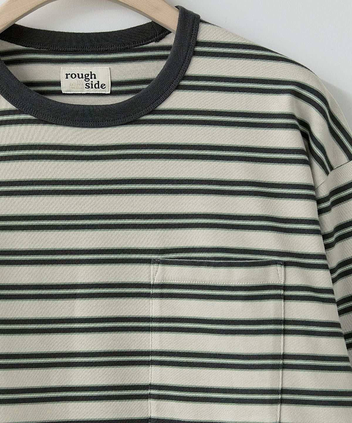 러프사이드(ROUGHSIDE) Multi Stripe Long Sleeve Mint Grey