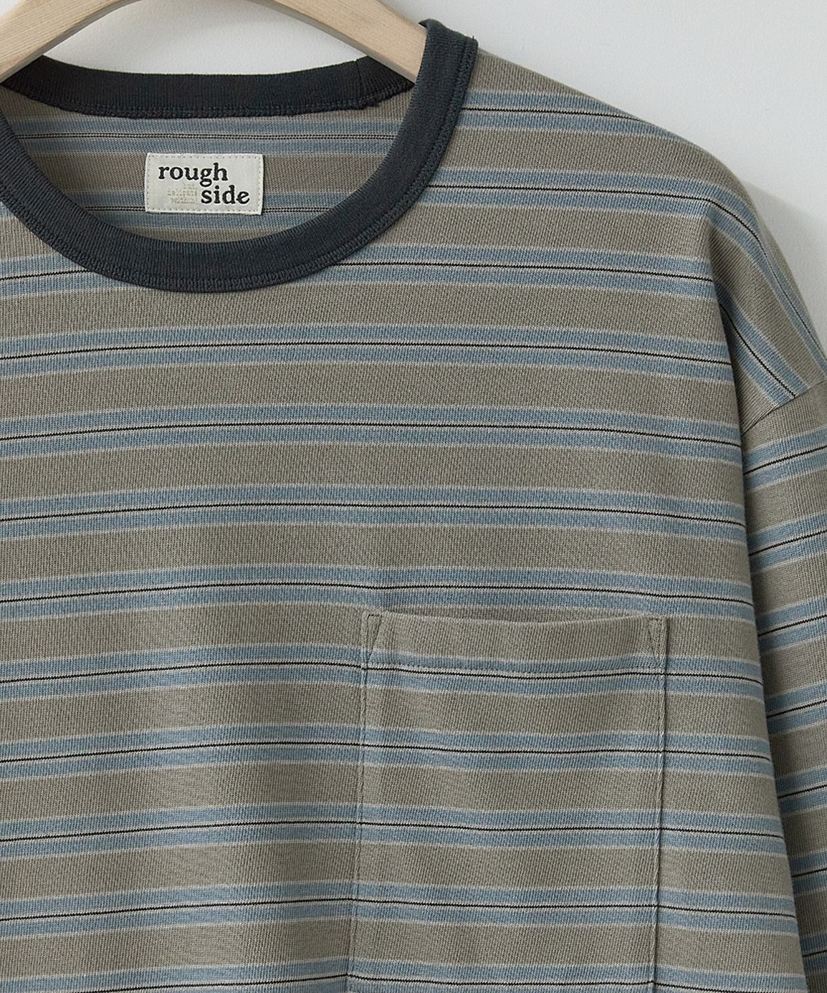 러프사이드(ROUGHSIDE) Multi Stripe Long Sleeve Blue Mud