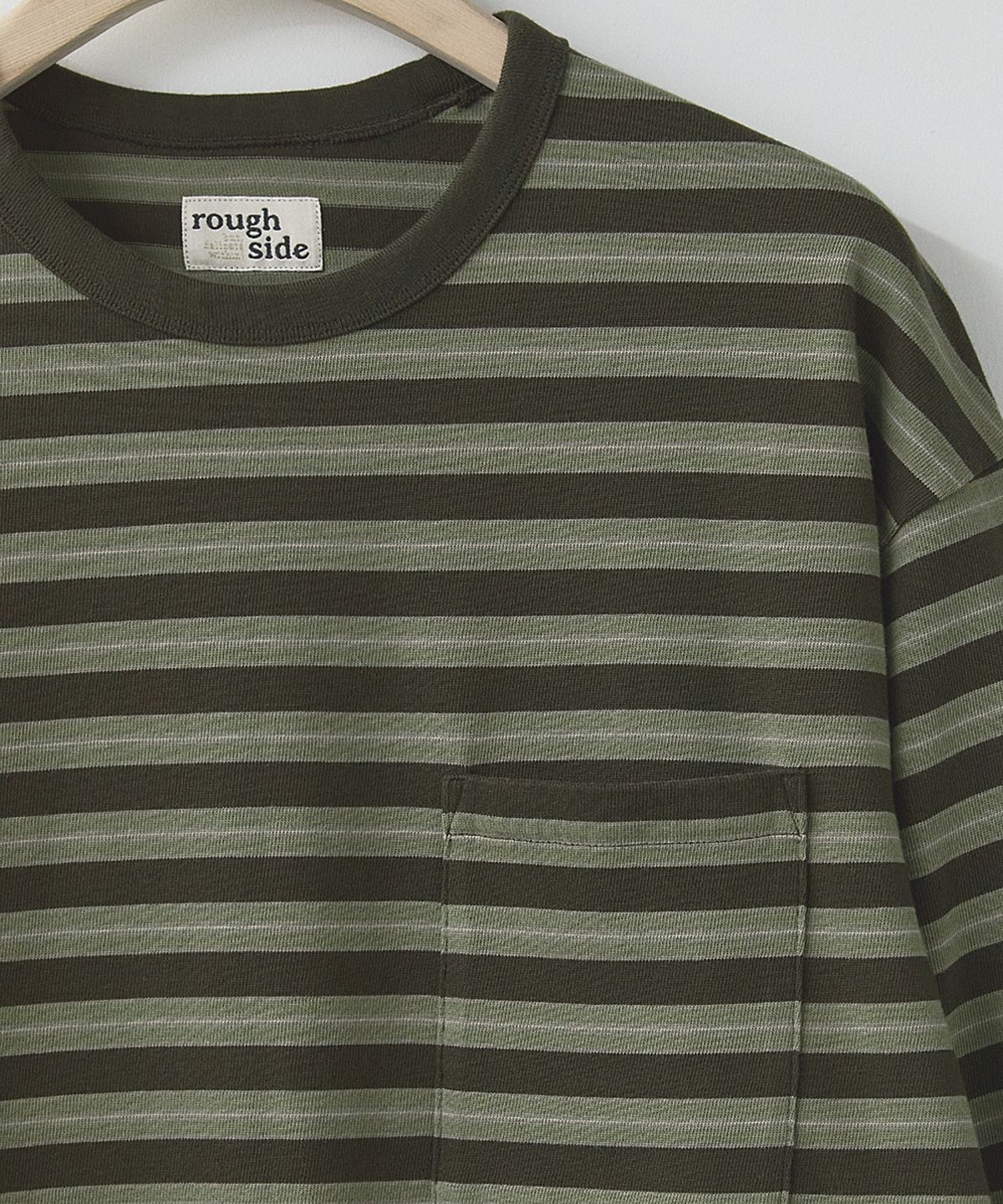 러프사이드(ROUGHSIDE) Multi Stripe Long Sleeve Forest Brown