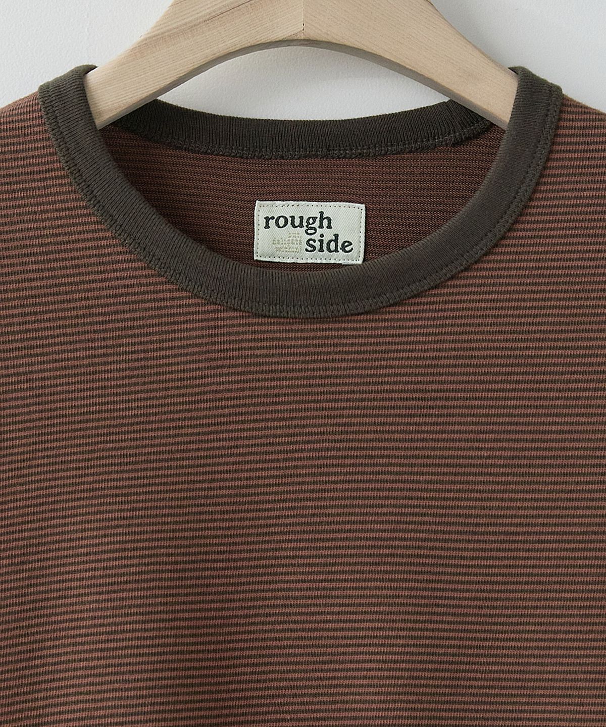 러프사이드(ROUGHSIDE) Fine Stripe Long Sleeve Brick