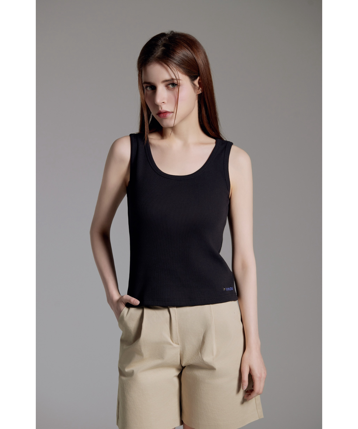오드페리(ODDPERI) eyelet sleeveless Black