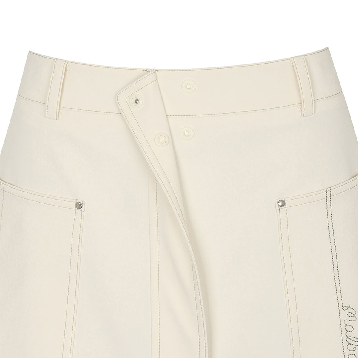 말본 골프(MALBON GOLF) 린넨 라이크 스티치 H라인 스커트 OFF WHITE (WOMAN)