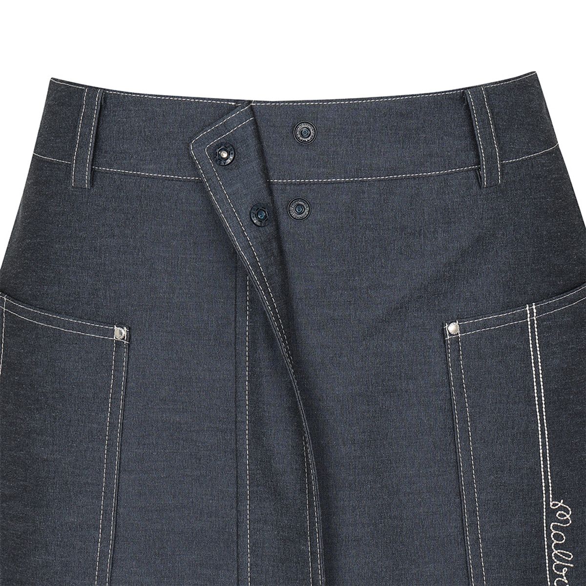 말본 골프(MALBON GOLF) 데님 라이크 스티치 H라인 스커트 NAVY (WOMAN)