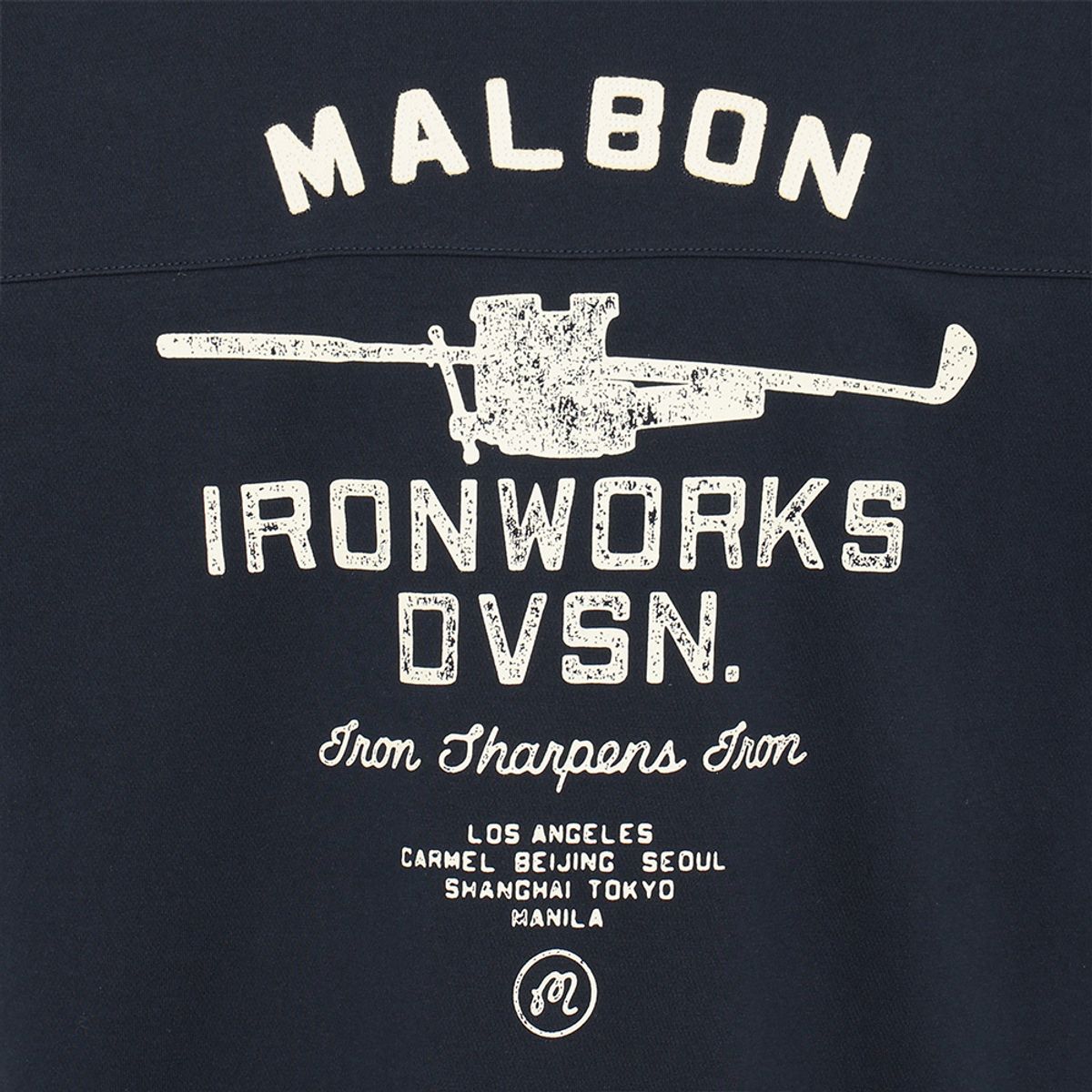 말본 골프(MALBON GOLF) 아이언웍스 빈티지 라운드 티셔츠 NAVY (MAN)