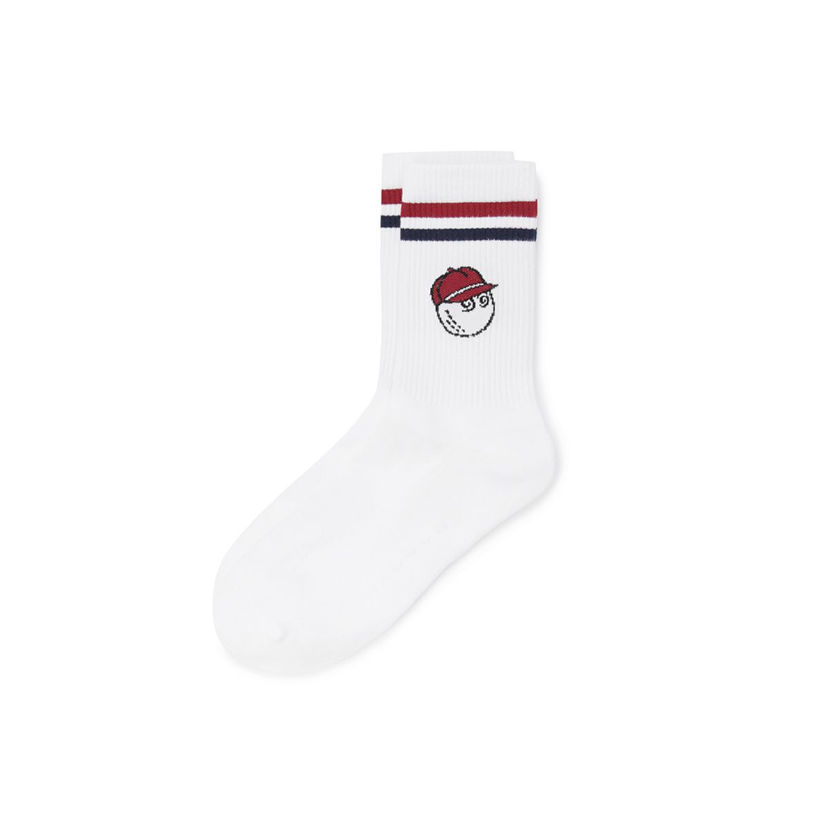 말본 골프(MALBON GOLF) 언발란스 로고 자카드 크루삭스 OFF WHITE