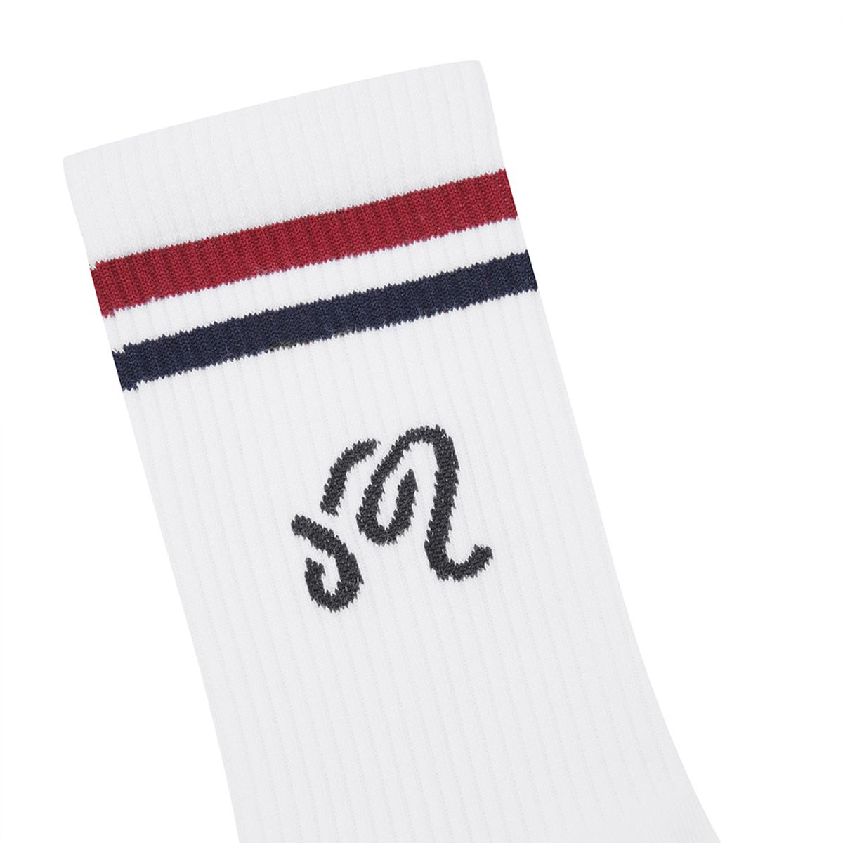 말본 골프(MALBON GOLF) 언발란스 로고 자카드 크루삭스 OFF WHITE