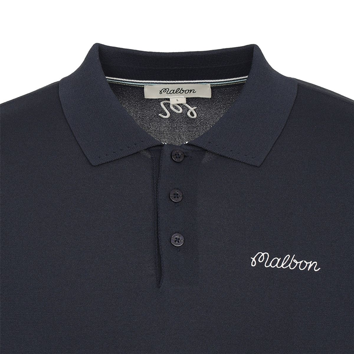 말본 골프(MALBON GOLF) M 슬림 머슬핏 반팔 폴로 니트 NAVY (MAN)