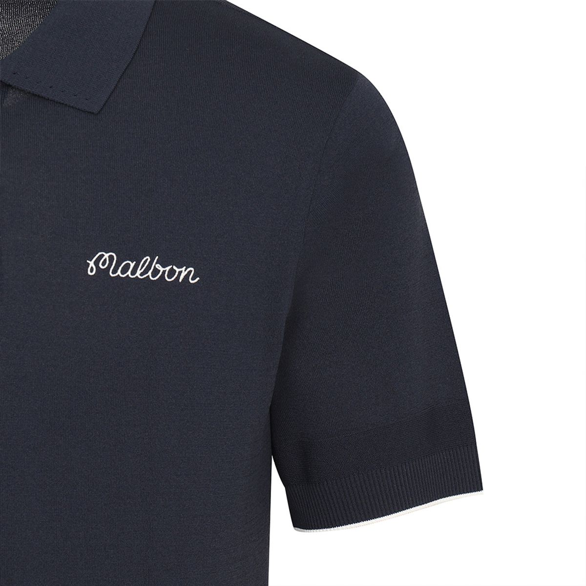 말본 골프(MALBON GOLF) M 슬림 머슬핏 반팔 폴로 니트 NAVY (MAN)