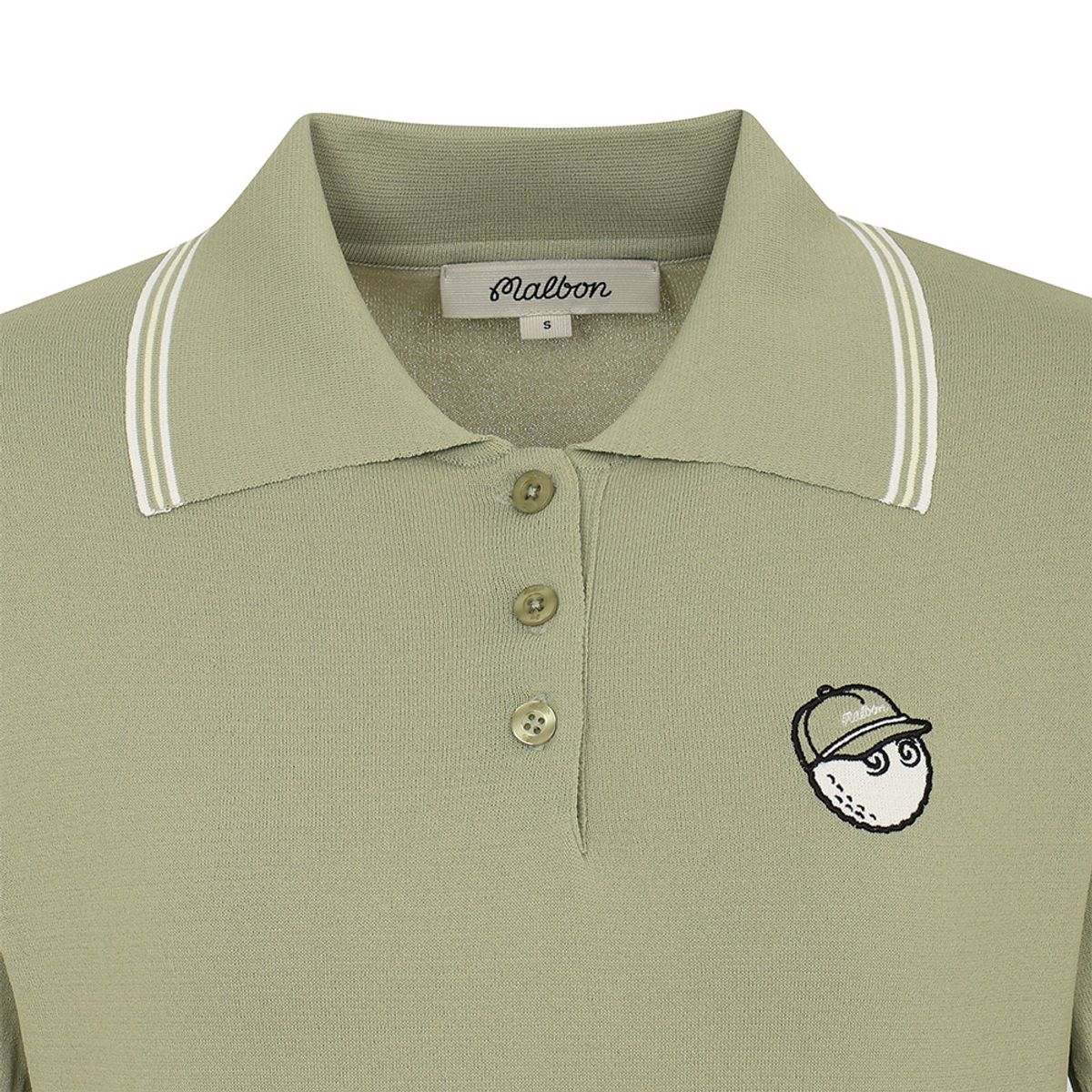 말본 골프(MALBON GOLF) 여성 여름 반팔 카라 스웨터 LIGHT KHAKI (WOMAN)