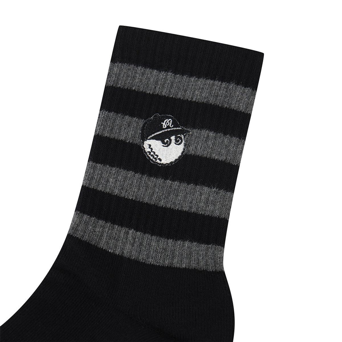 말본 골프(MALBON GOLF) 언발란스 스트라이프 와펜 크루 삭스 BLACK