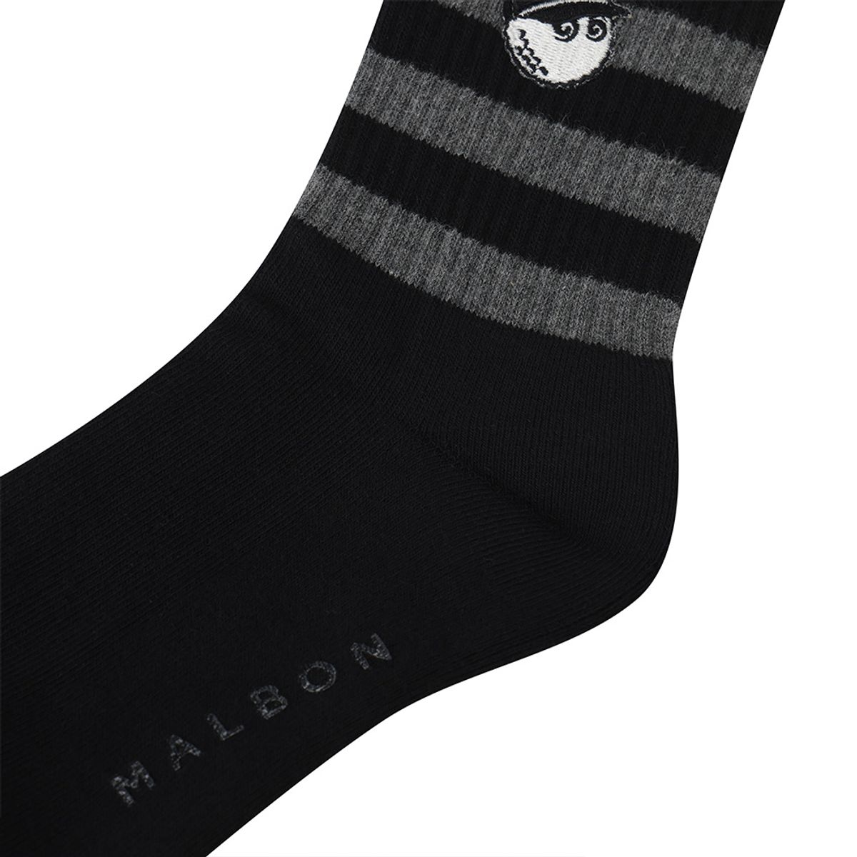 말본 골프(MALBON GOLF) 언발란스 스트라이프 와펜 크루 삭스 BLACK