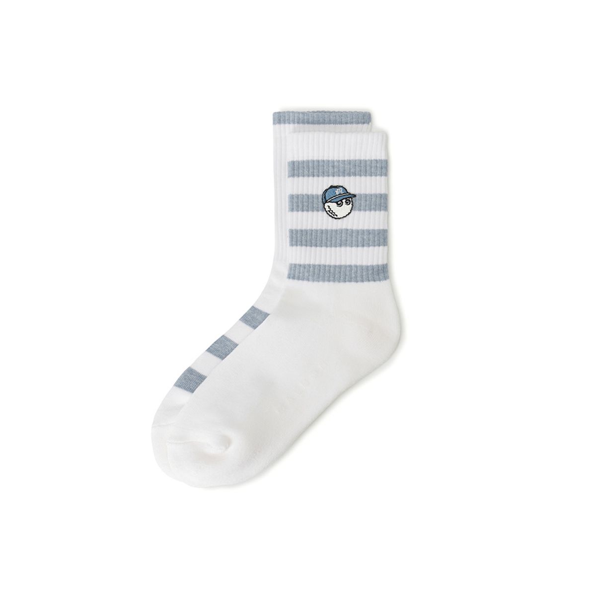 말본 골프(MALBON GOLF) 언발란스 스트라이프 와펜 크루 삭스 OFF WHITE