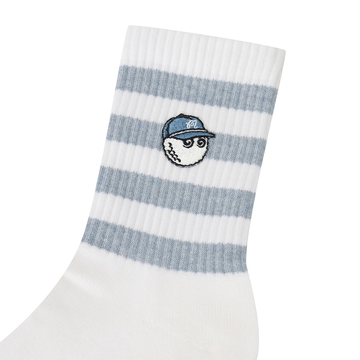 말본 골프(MALBON GOLF) 언발란스 스트라이프 와펜 크루 삭스 OFF WHITE