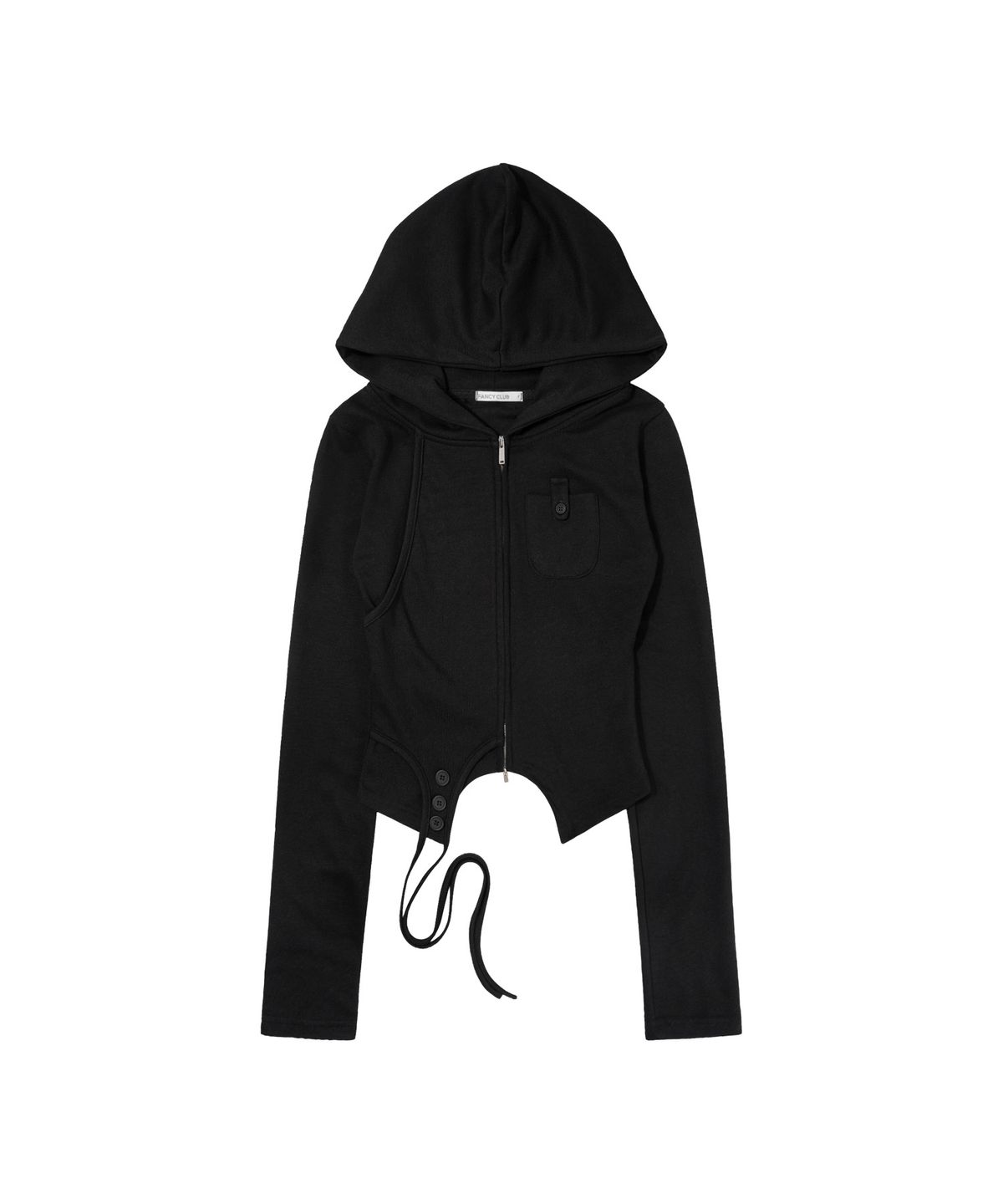 팬시클럽(FANCY CLUB) 오버레이 크롭 후드집업 (BLACK) F26ZA513