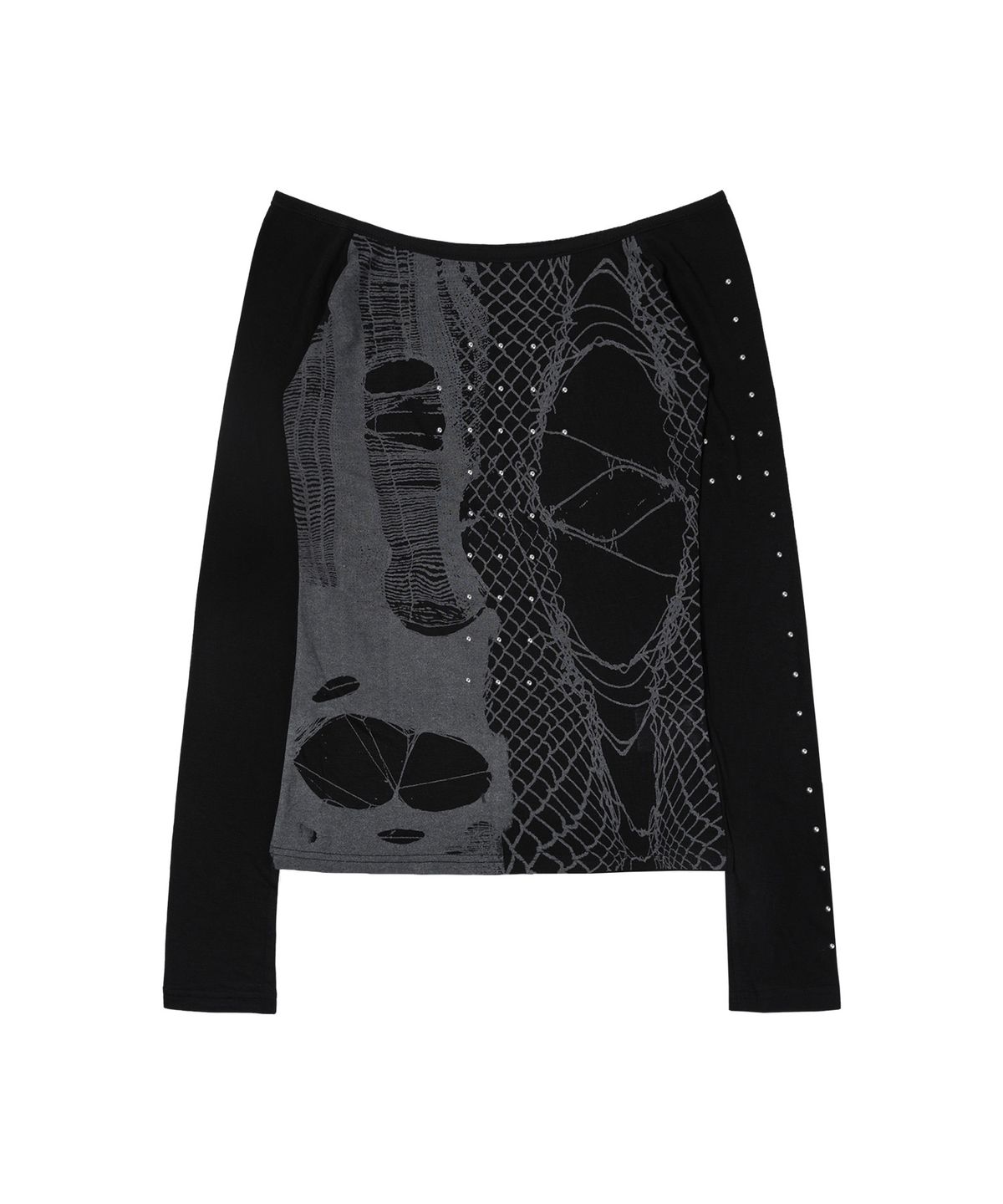 팬시클럽(FANCY CLUB) 웹 스터드 오프숄더 (BLACK) F26ZB525