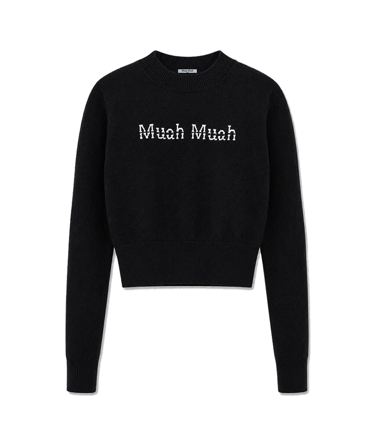 무아무아(MUAHMUAH) 엠브로이더리 모크넥 니트 [블랙]