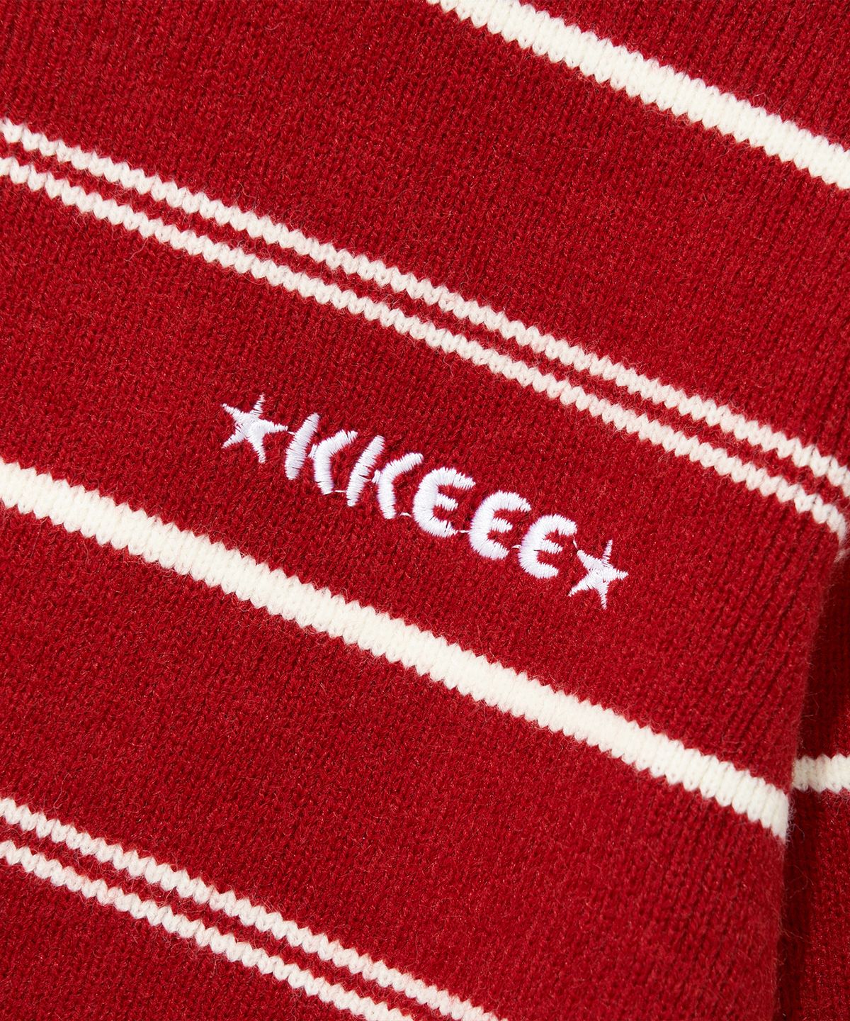 케이케이이이이(KKEEE) 하이넥 크롭 로고 니트 집업(2color)