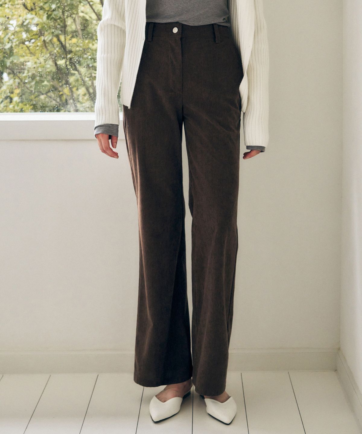 드로우핏 우먼(DRAWFIT WOMEN) 코듀로이 루즈 핏 부츠컷 팬츠 [IVORY]