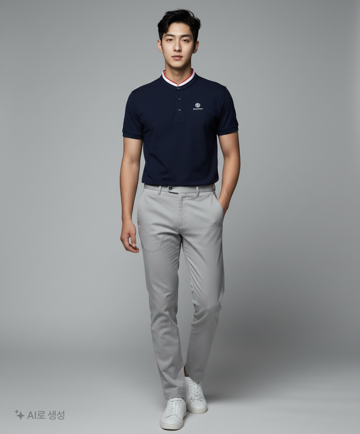 빈폴아웃도어(BEANPOLE OUTDOOR) Unisex 네이비 베이직 헨리넥 티셔츠 (BO8342S04R) 100