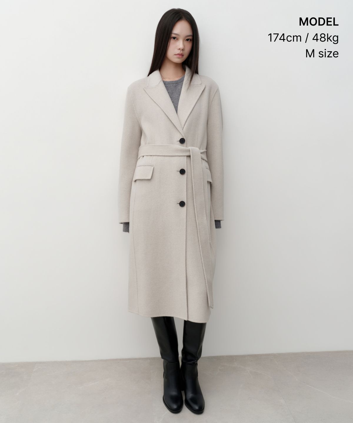 무신사 스탠다드 우먼(MUSINSA STANDARD WOMAN) 우먼즈 캐시미어 블렌드 핸드메이드 체스터 로브 코트 [오트밀]