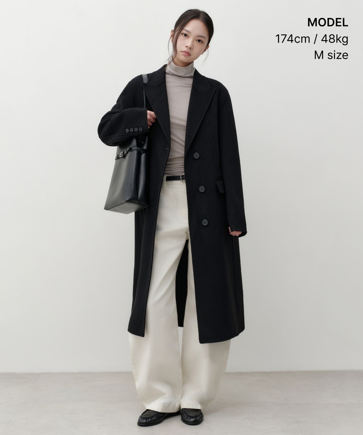 무신사 스탠다드 우먼(MUSINSA STANDARD WOMAN) 우먼즈 캐시미어 블렌드 핸드메이드 체스터 로브 코트[블랙]
