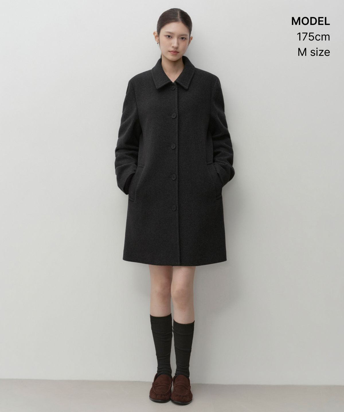 무신사 스탠다드 우먼(MUSINSA STANDARD WOMAN) 우먼즈 캐시미어 블랜드 미디 맥 코트 [그레이]