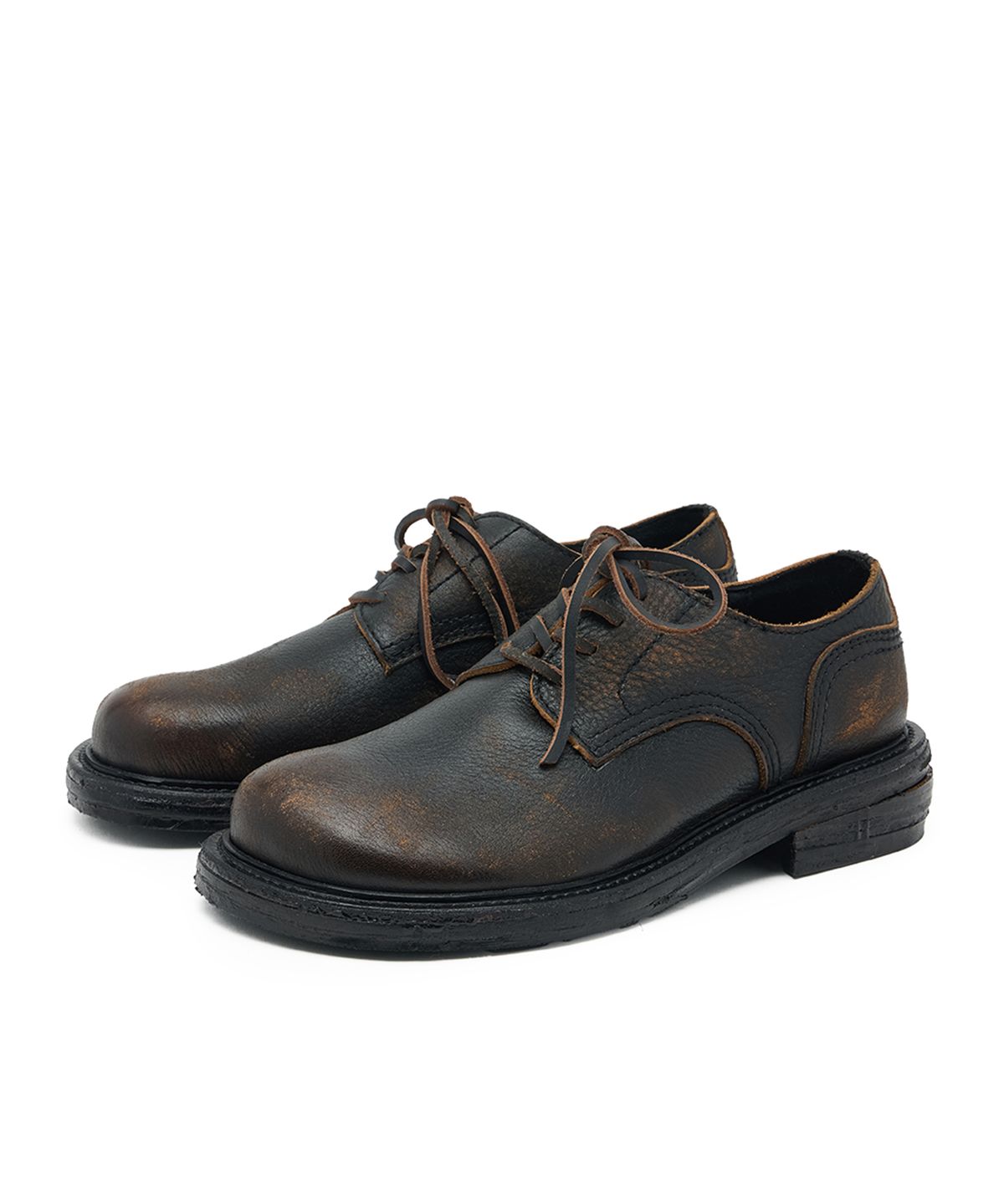 네거티브쓰리(NEGATIVETHREE) Moto Derby Shoe_Rub Off Brown