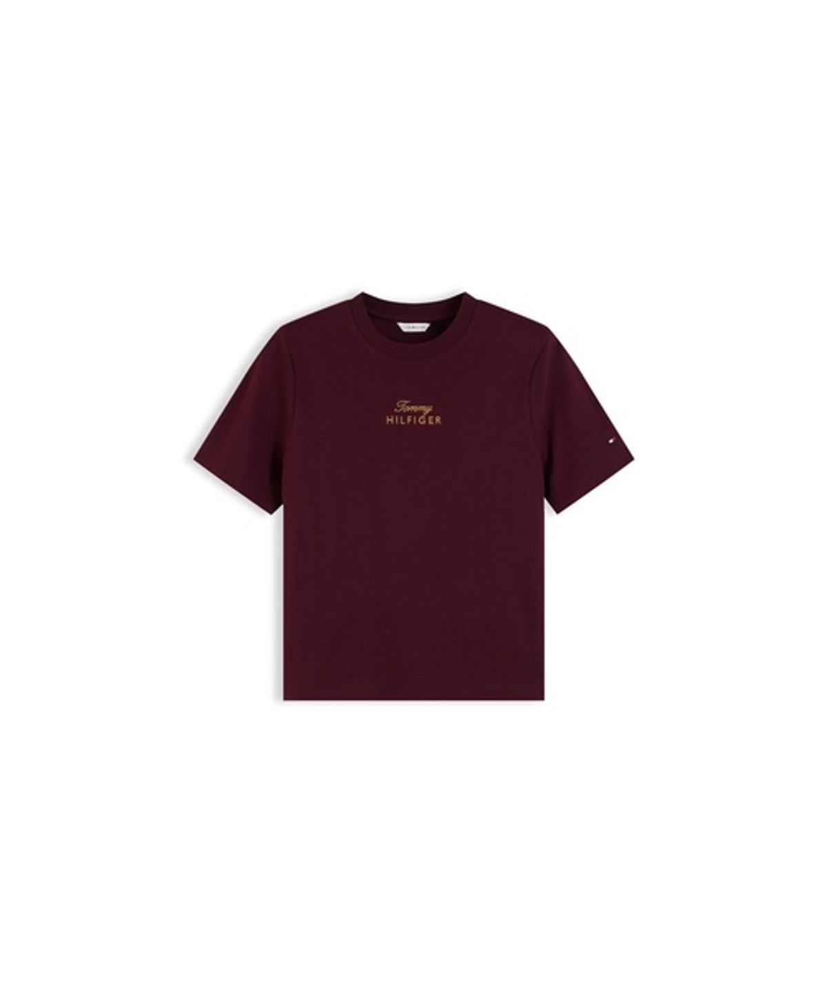 타미힐피거(TOMMY HILFIGER) 골드 스크립트 로고 크루넥 반팔 티셔츠 (T22G7TTO060WT1XIH)