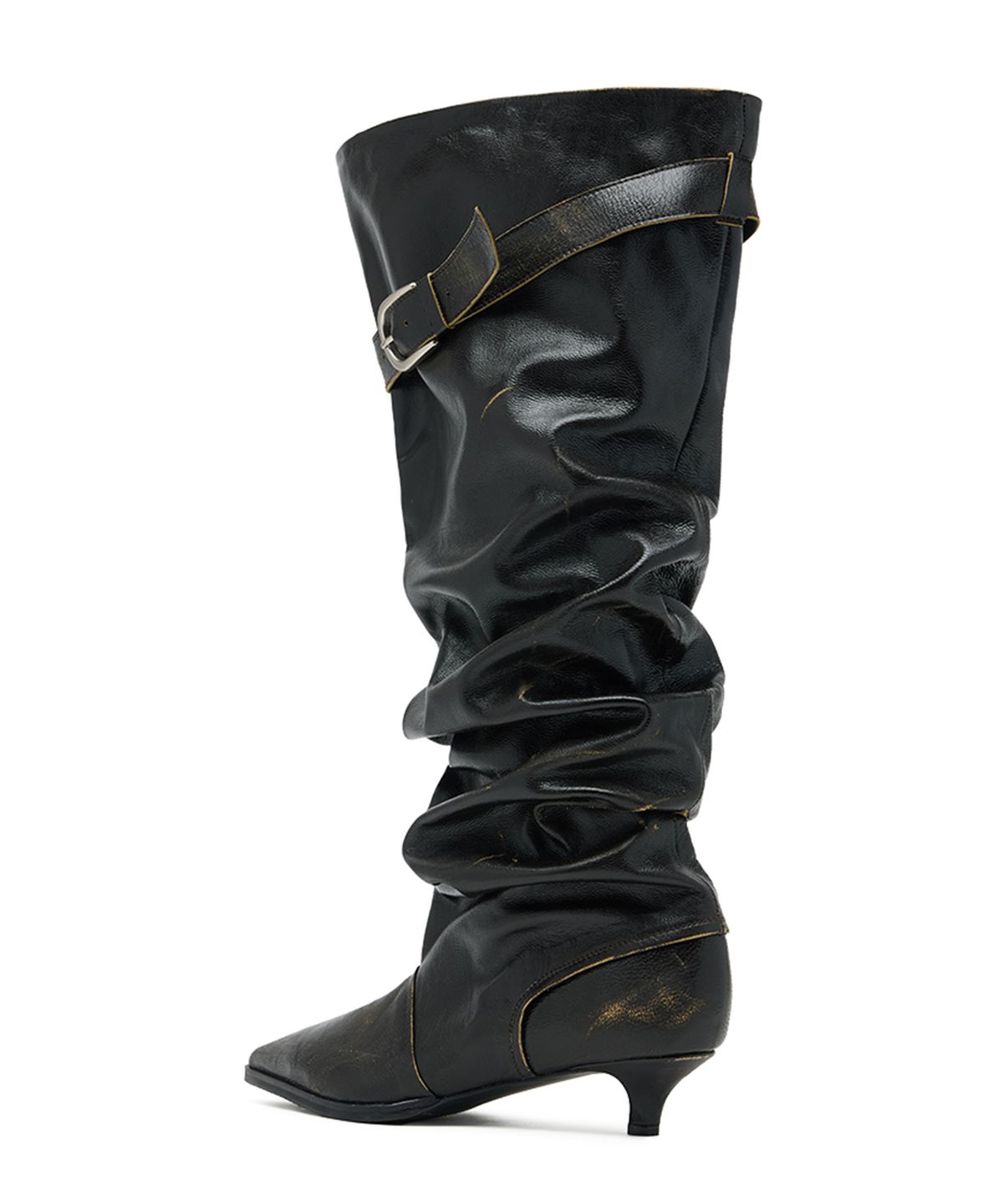 네거티브쓰리(NEGATIVETHREE) H-Kimera Knee-High Slouchy Long Boots_Olive Khaki