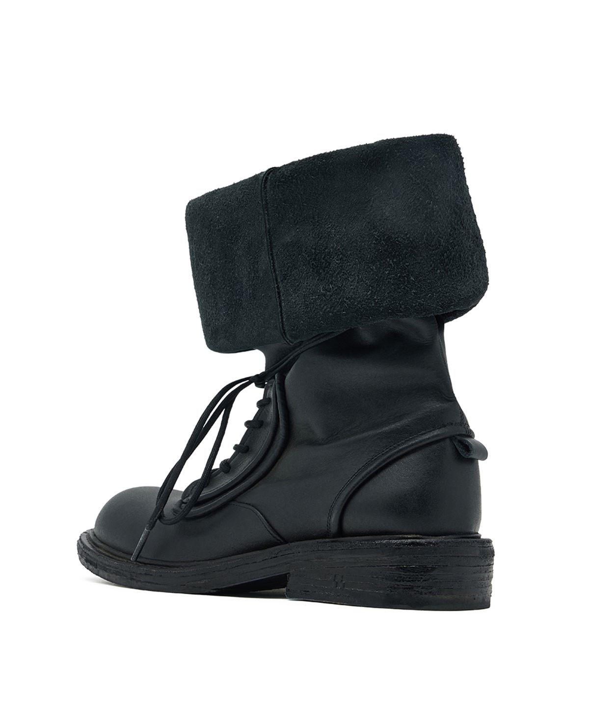 네거티브쓰리(NEGATIVETHREE) NO.2 Folded lace-up long boots_Black