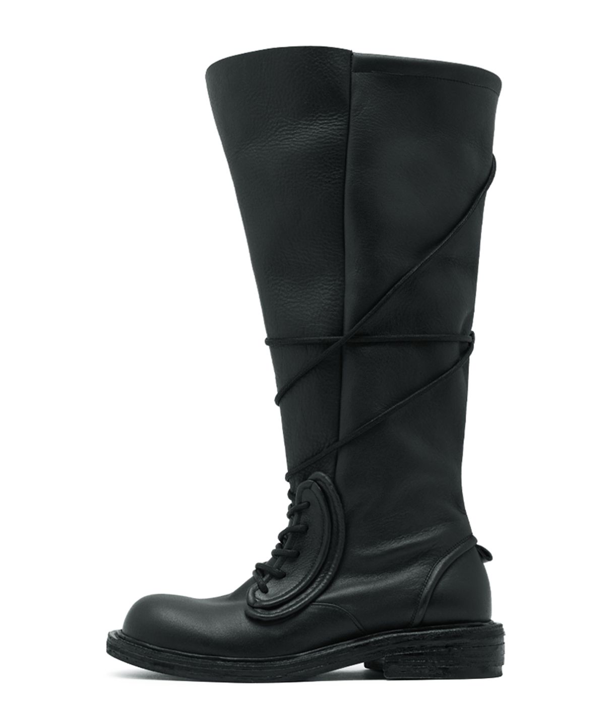 네거티브쓰리(NEGATIVETHREE) NO.2 Folded lace-up long boots_Black