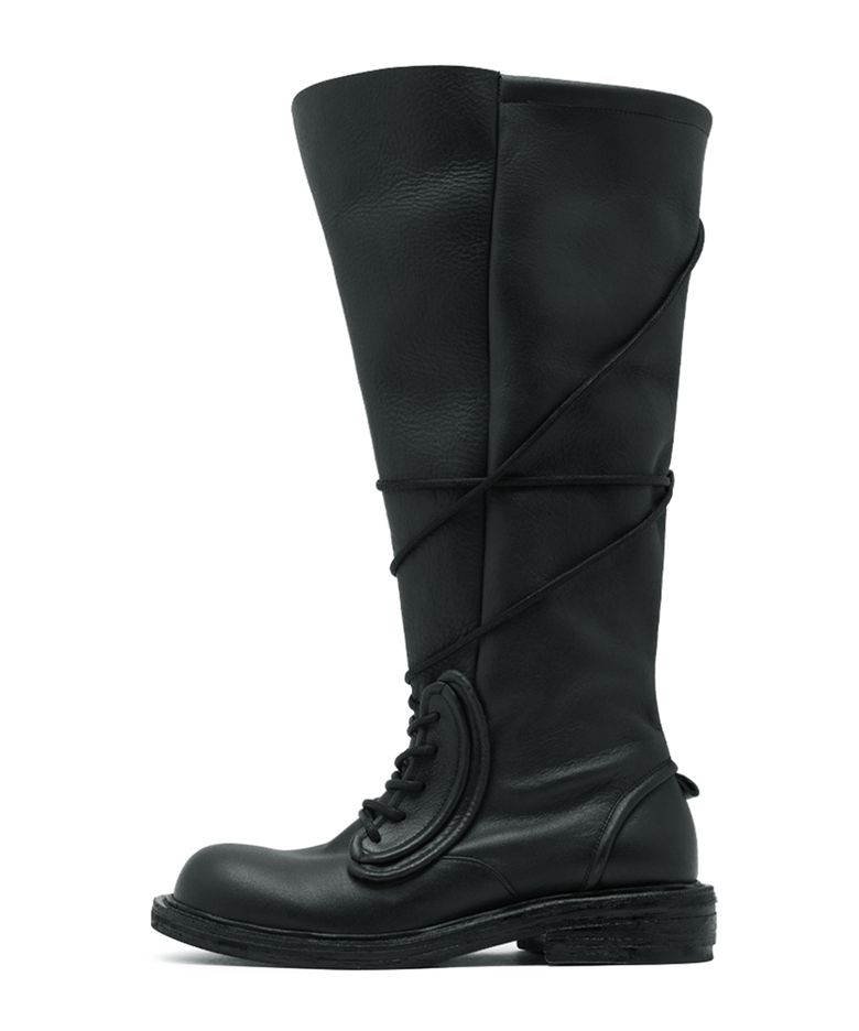 NO.2 Folded lace-up long boots_Black