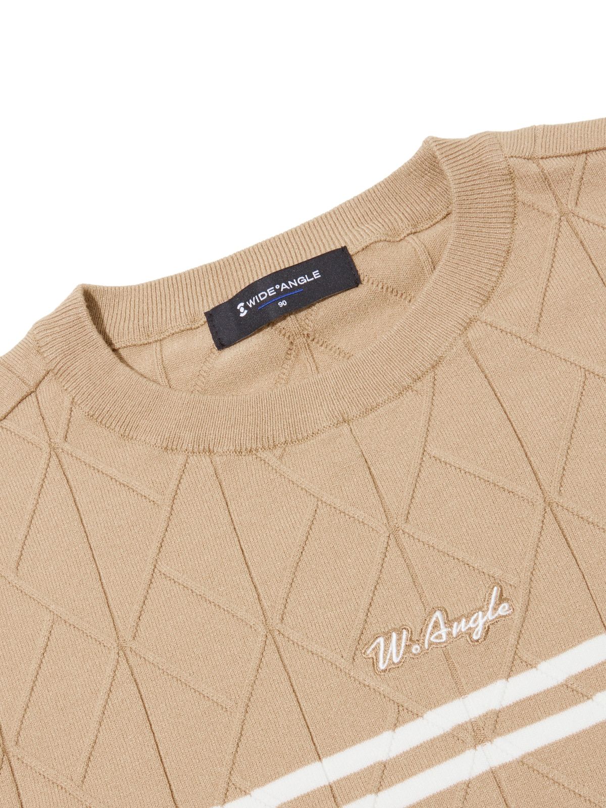 와이드앵글(WIDEANGLE) TO 변형 아가일 조직 라운드넥 L_Camel