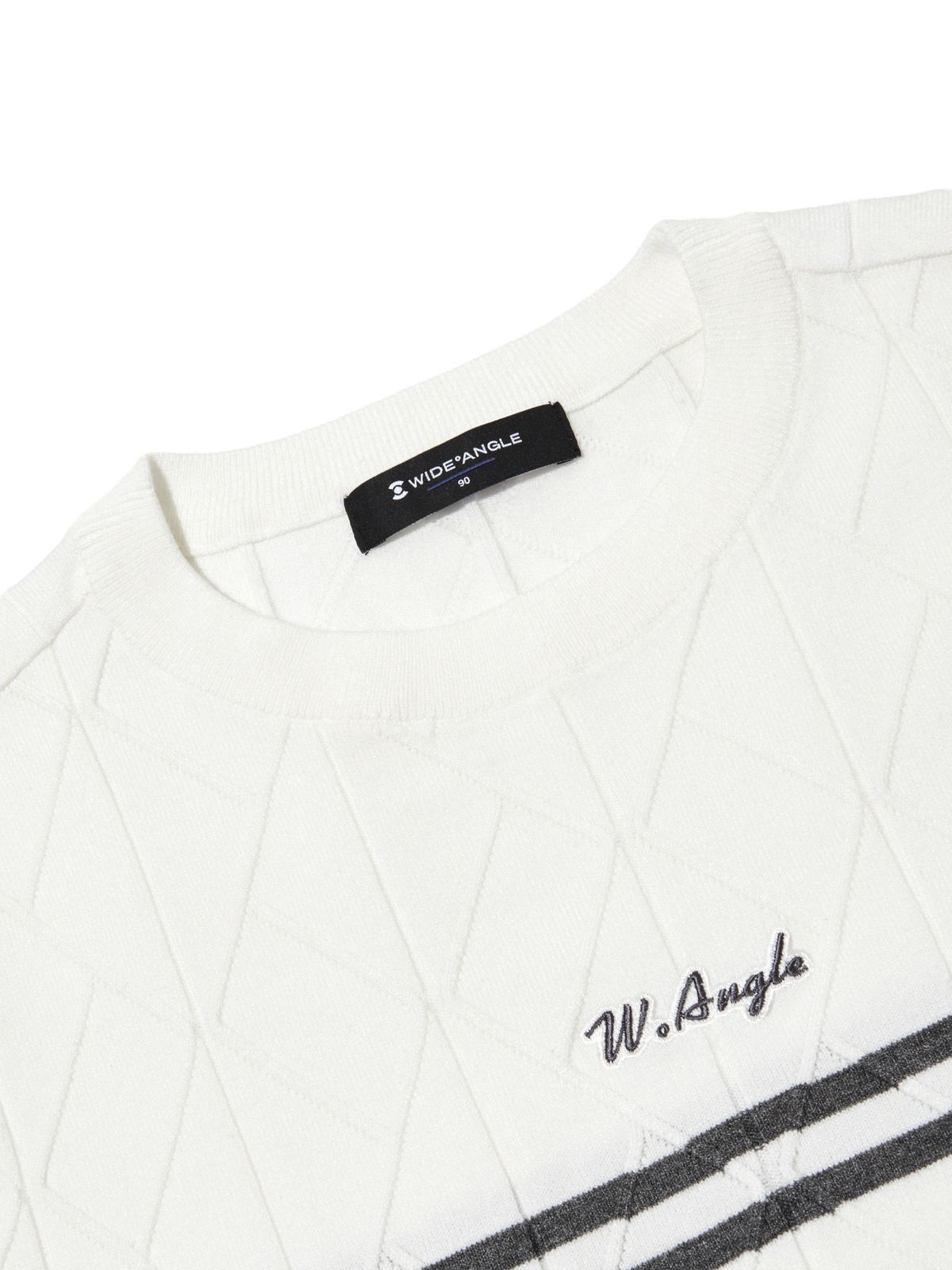 와이드앵글(WIDEANGLE) TO 변형 아가일 조직 라운드넥 L_Off White