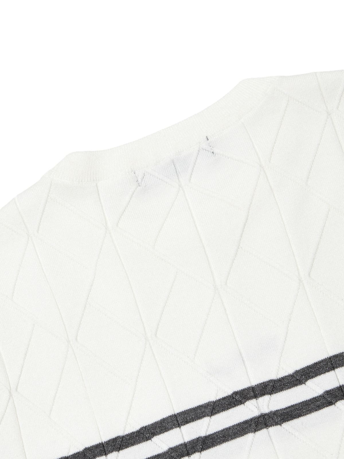 와이드앵글(WIDEANGLE) TO 변형 아가일 조직 라운드넥 L_Off White