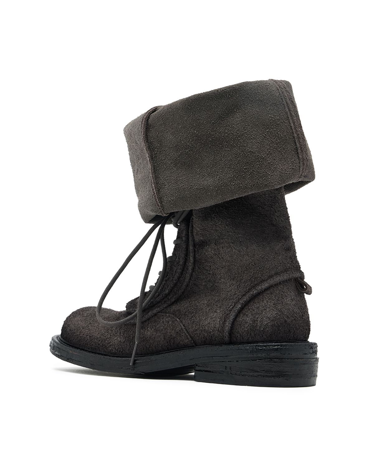 네거티브쓰리(NEGATIVETHREE) NO.2 Folded lace-up long boots_Buffalo Charcoal