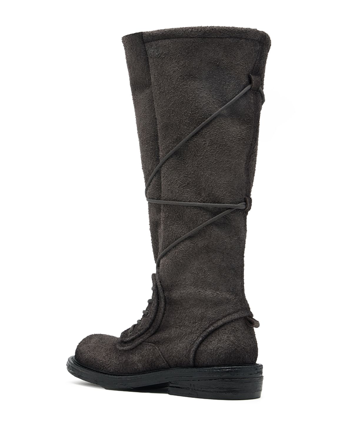 네거티브쓰리(NEGATIVETHREE) NO.2 Folded lace-up long boots_Buffalo Charcoal