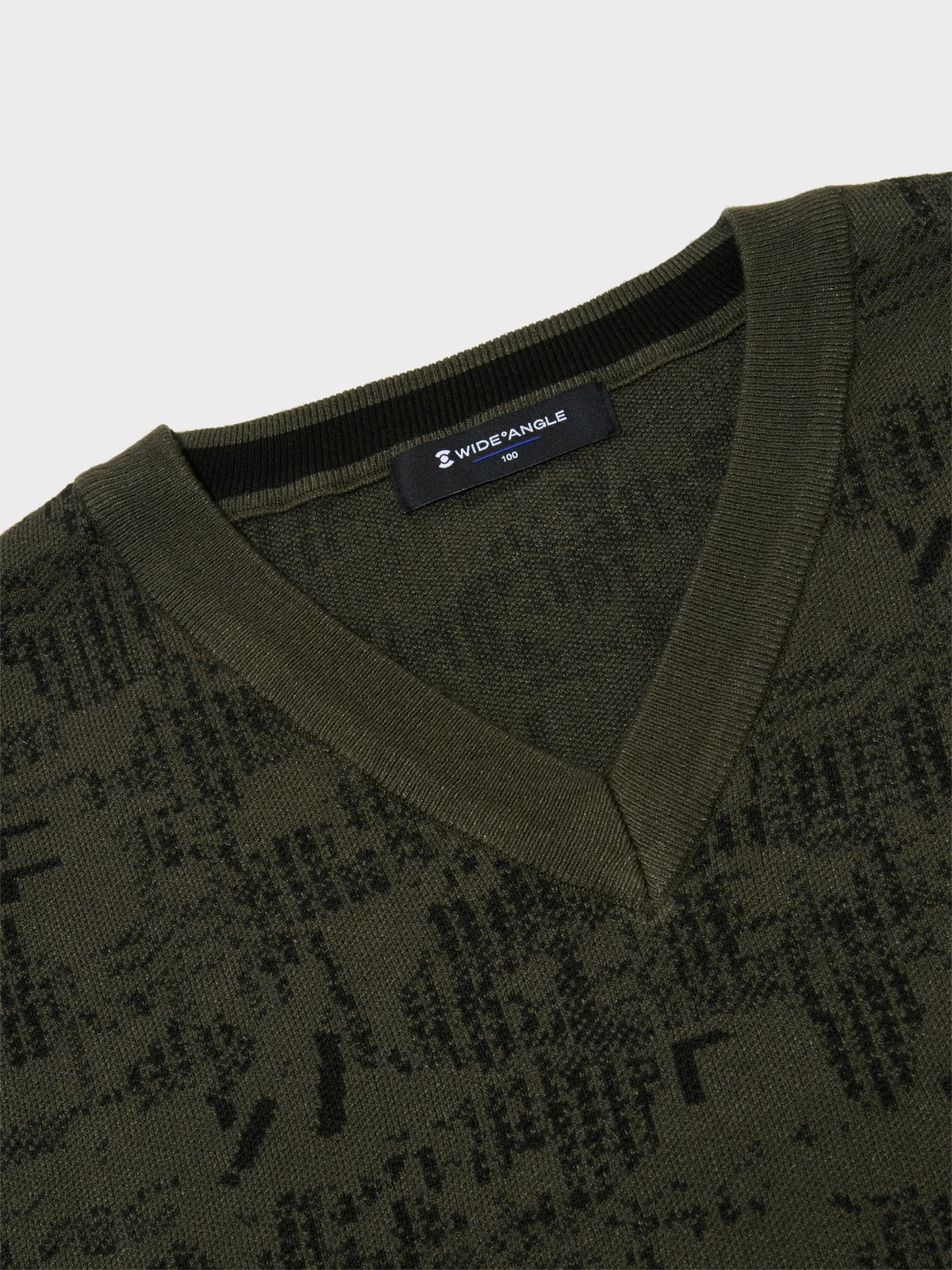 와이드앵글(WIDEANGLE) TO 패턴 브이넥 스웨터 베스트 M_Khaki