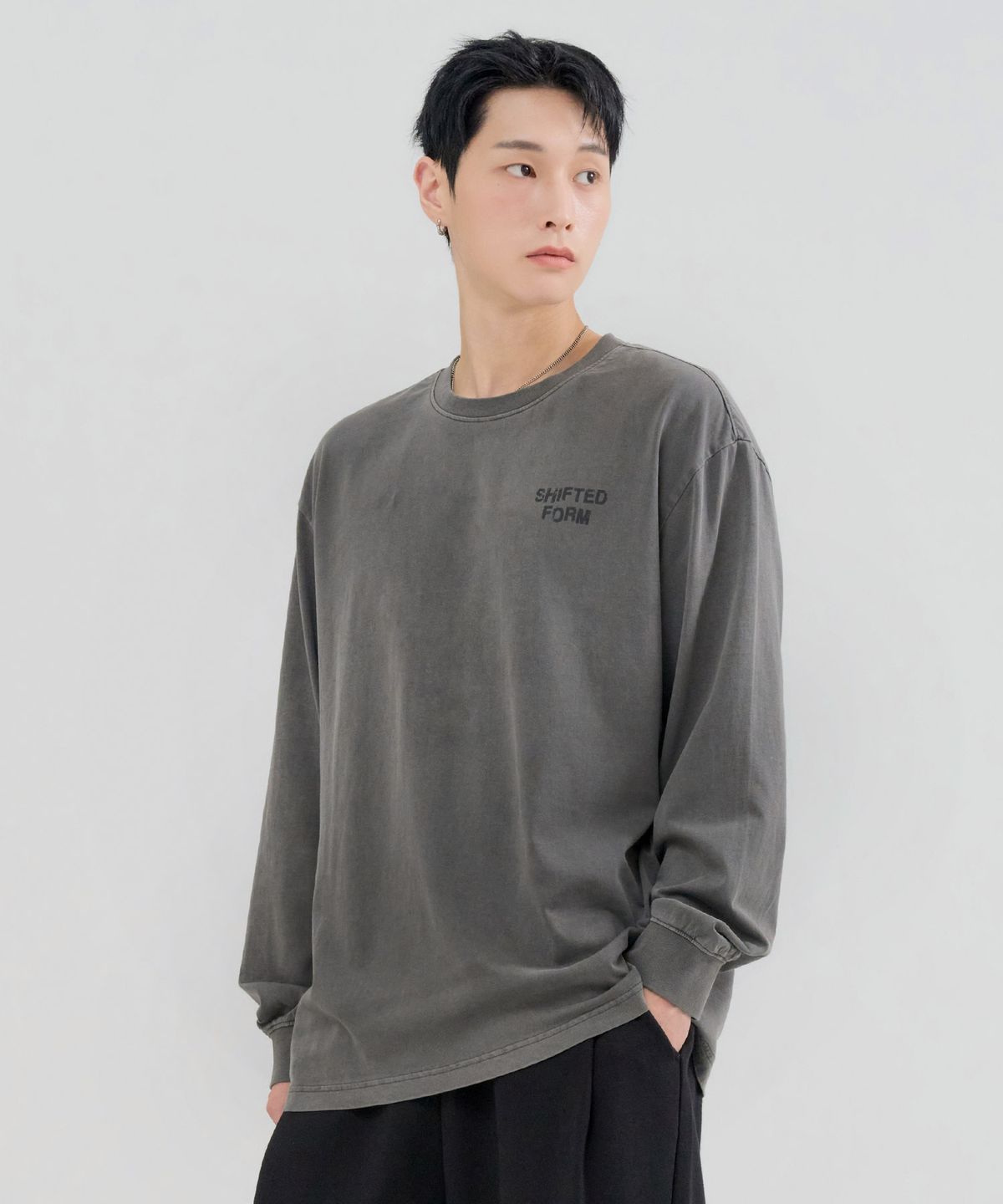 체이스컬트(CHASECULT) 남성 피그먼트 긴팔 티셔츠-FERK5131B09