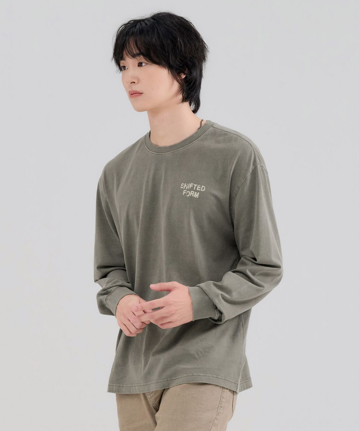 체이스컬트(CHASECULT) 남성 피그먼트 긴팔 티셔츠-FERK5131B0V