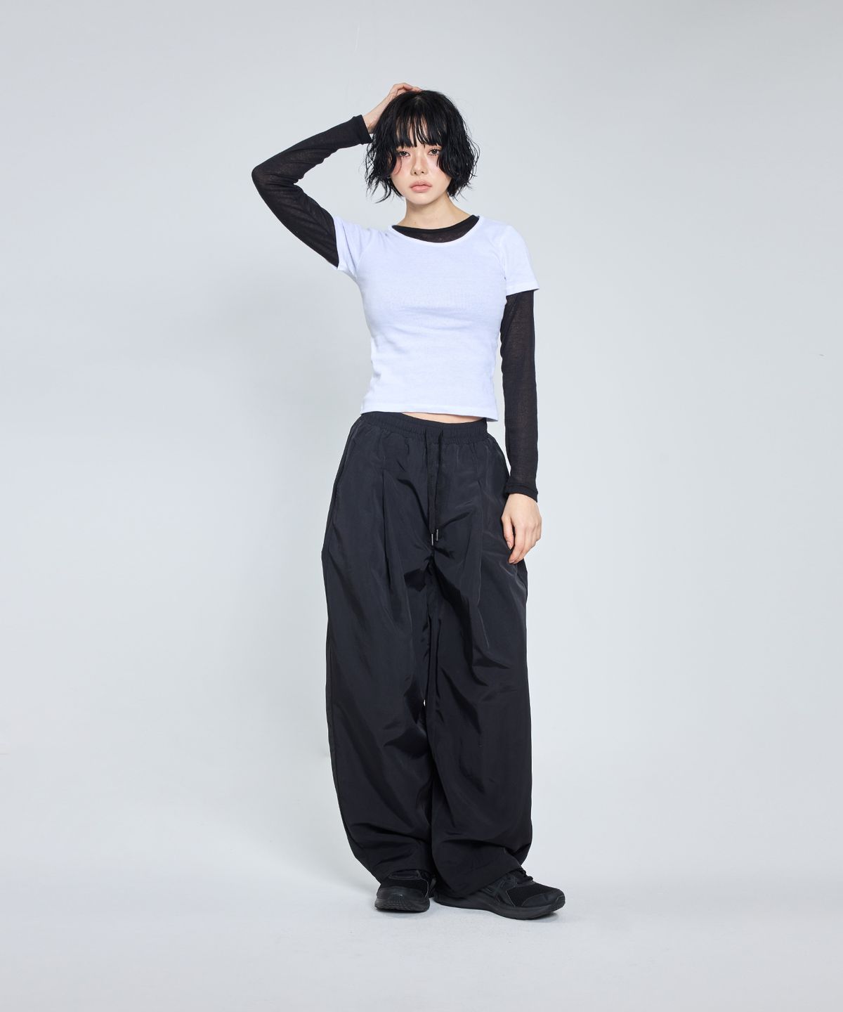스탠다드에러(STANDARDERROR) 87-STAN292 멀티 턱 윈드브레이커 나일론 와이드 팬츠 (3color)