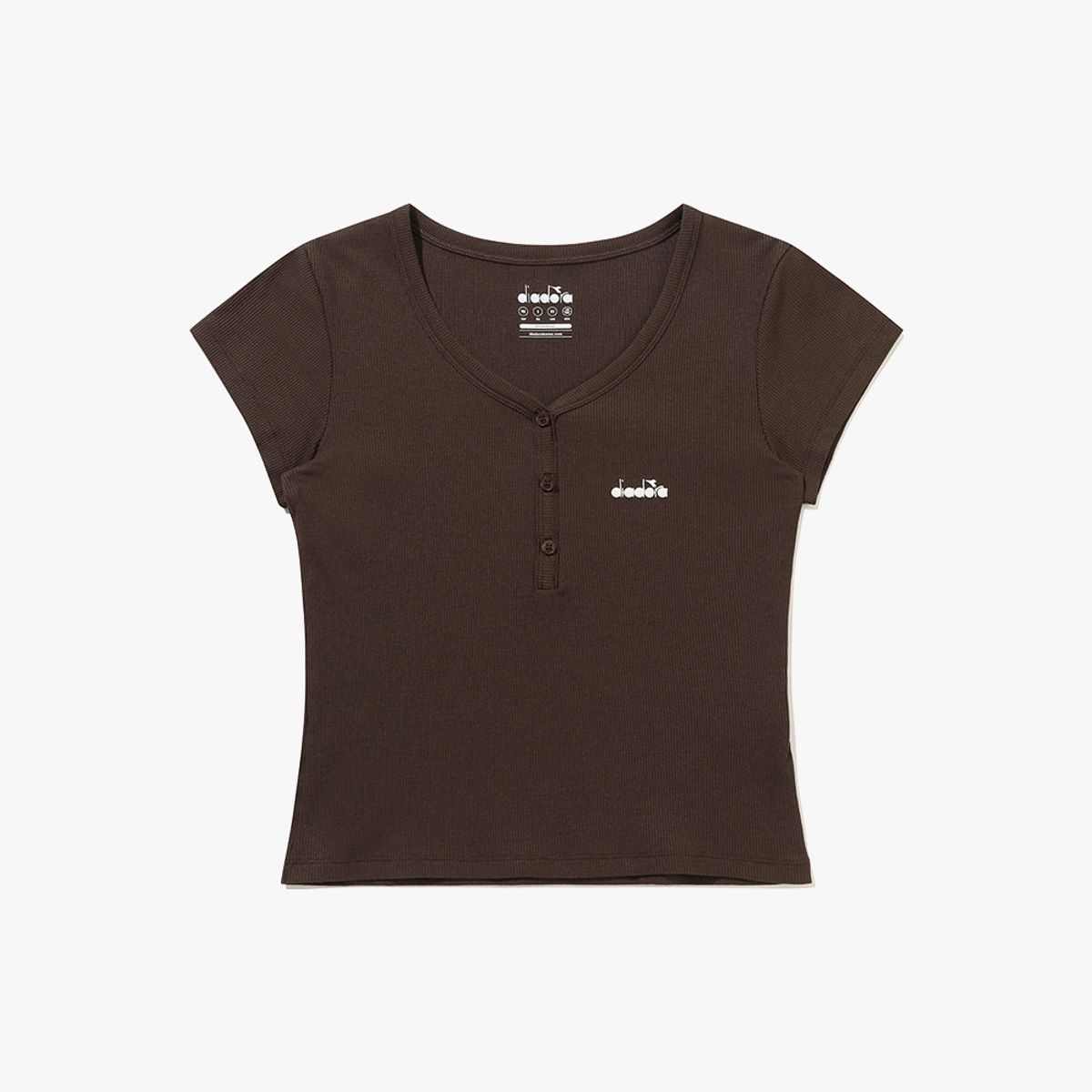 디아도라(diadora) 헨리넥 슬림 반팔 티셔츠 BROWN