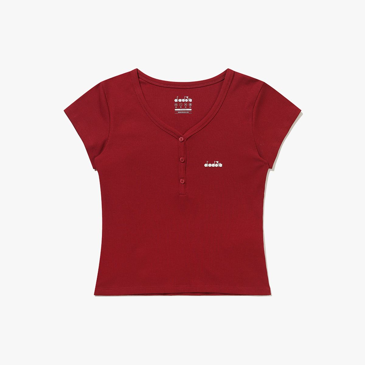 디아도라(diadora) 헨리넥 슬림 반팔 티셔츠 RED