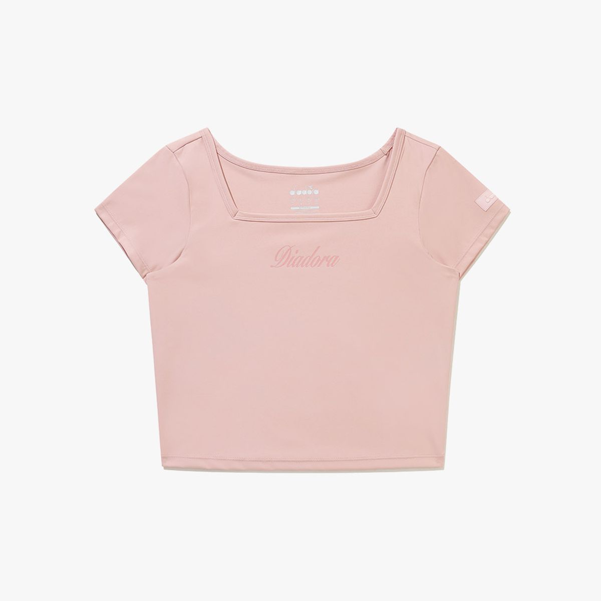 디아도라(diadora) 스퀘어넥 슬림 티셔츠 LIGHT PINK