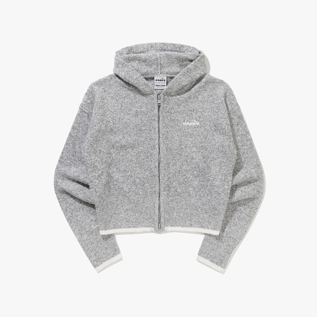 디아도라(diadora) 투톤 스웨터 후드 집업 자켓 우먼 GREY