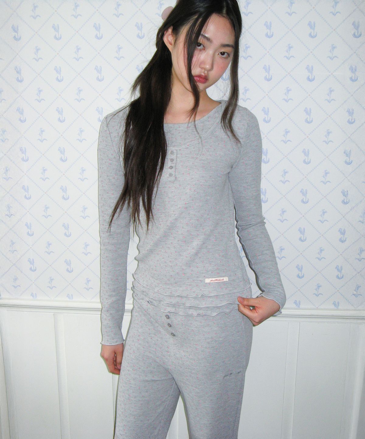 아메스 월드와이드(AMES-WORLDWIDE) CLASSIC FLOWER BOOT CUT PANTS GREY